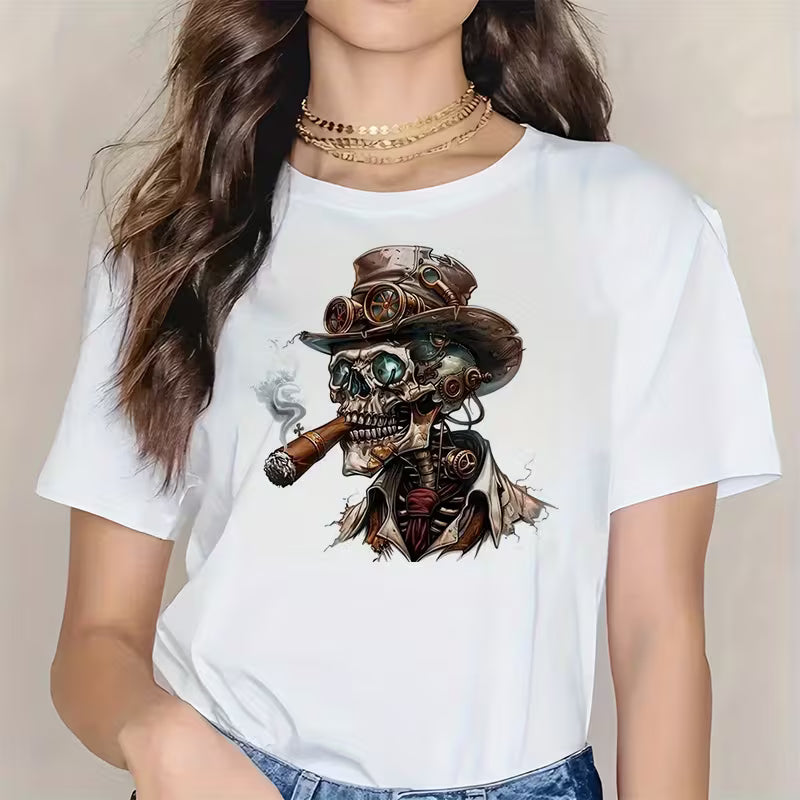 Steampunk Skull Graphic T-Shirt