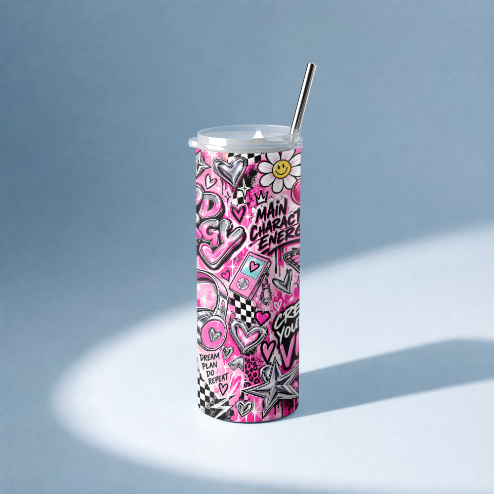 GRAVI VIBE Pink Y2K – 20oz Skinny Tumbler