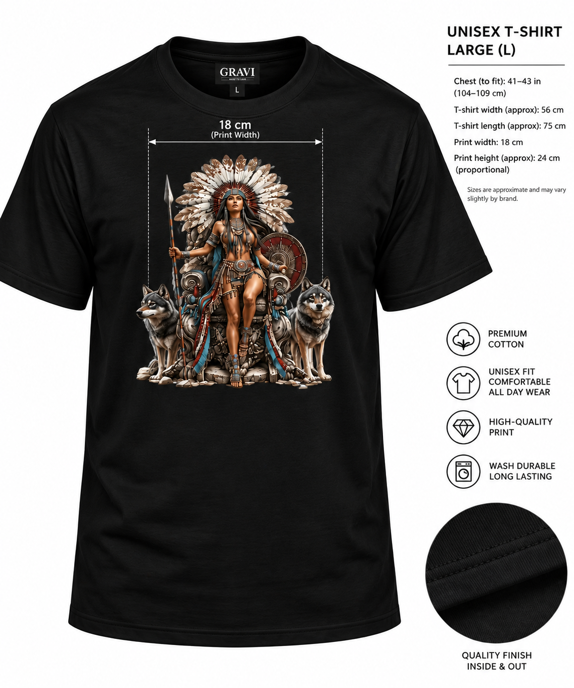 Warrior Queen & Wolves Graphic T-Shirt