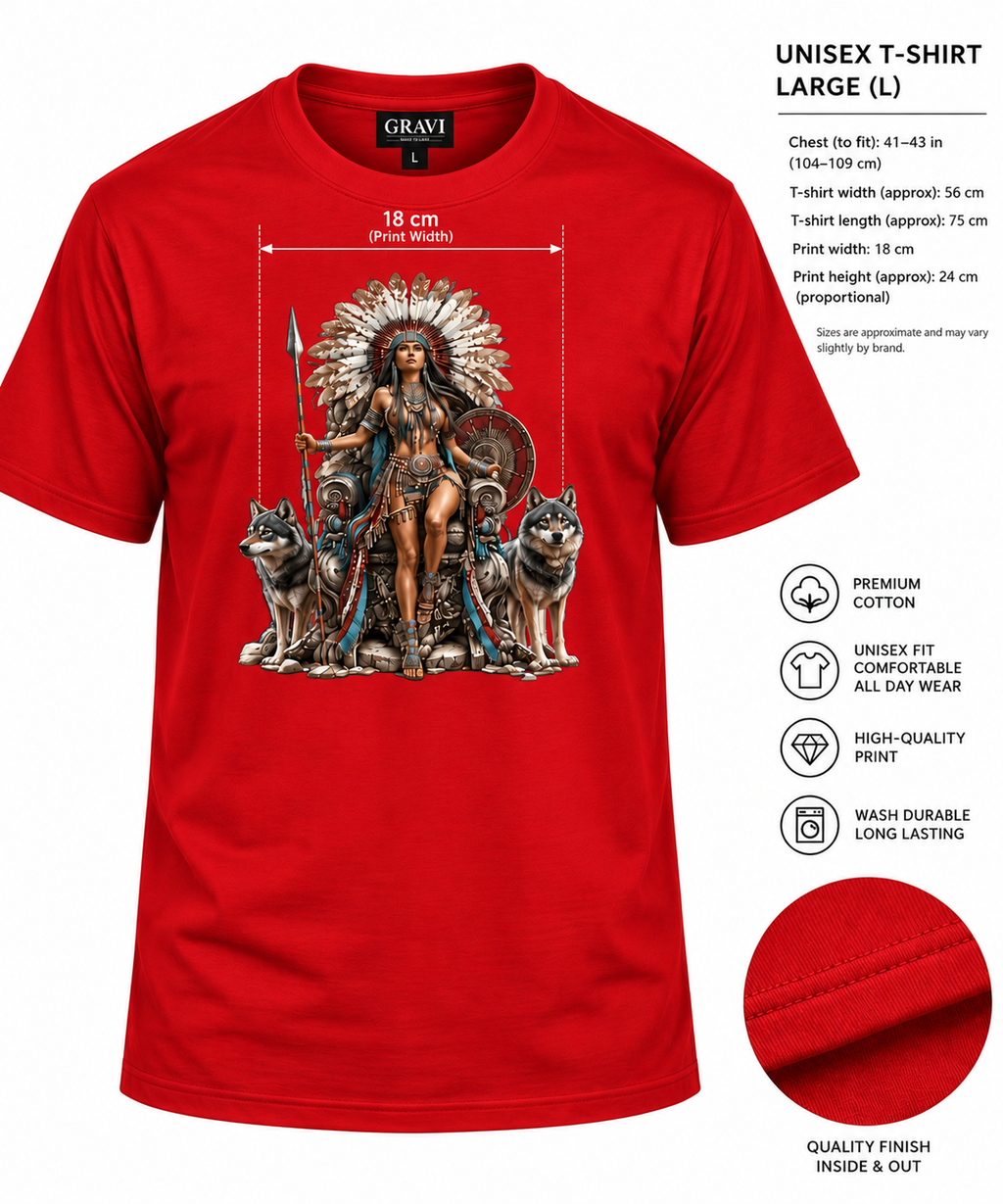 Warrior Queen & Wolves Graphic T-Shirt
