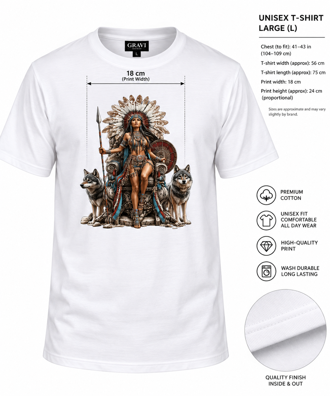 Warrior Queen & Wolves Graphic T-Shirt