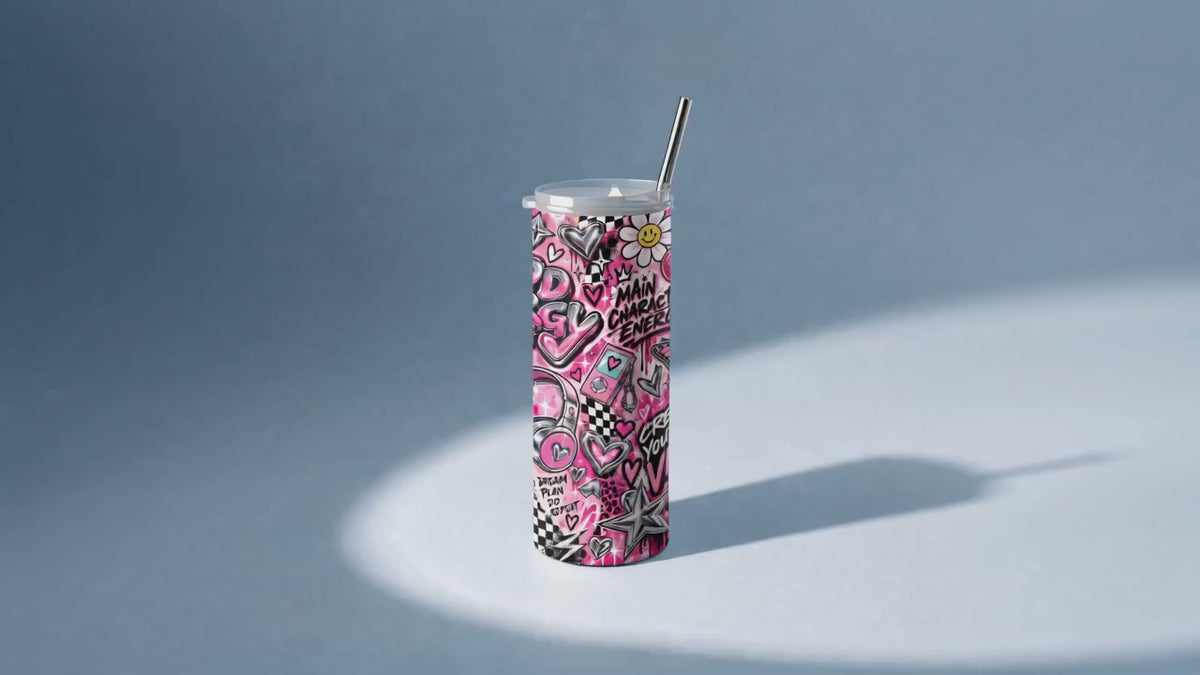 GRAVI VIBE Pink Y2K – 20oz Skinny Tumbler